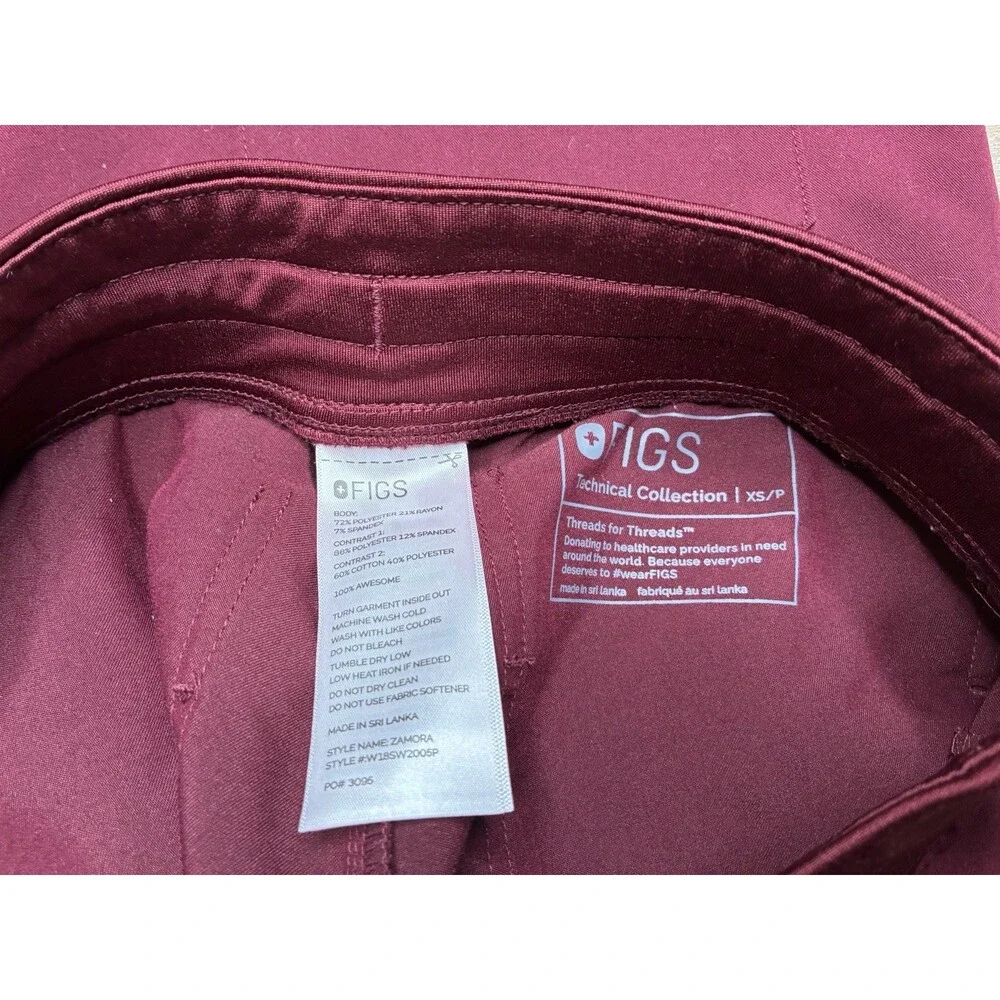 Figs SET Burgundy Catarina Scrub Top Zamora Joggers XS Petite_3